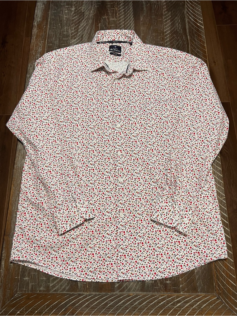 Ben Sherman Men’s Stretch Slim Fit Floral Print Button-Down Shirt Size XL